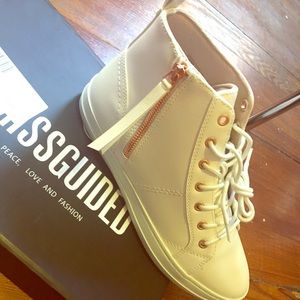 White Zip High Top Sneakers